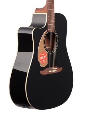 Fender Redondo Player Left Handed Acoustic Electric Jetty Black Body Angled View